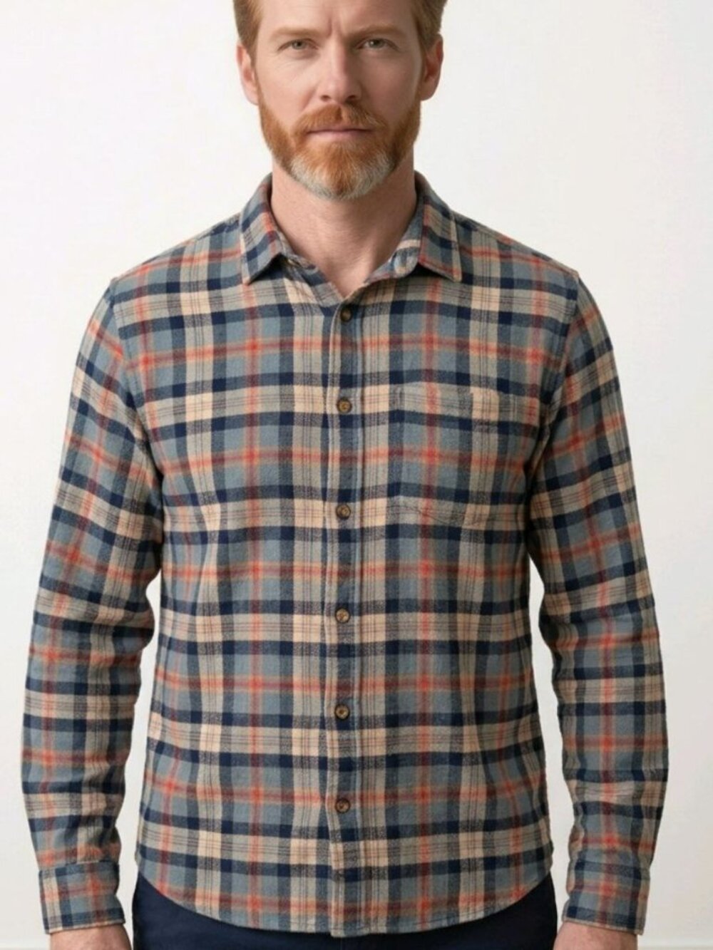 Denim & Flower Men's Large Plaid Long Sleeve Flannel Button-down Shirt